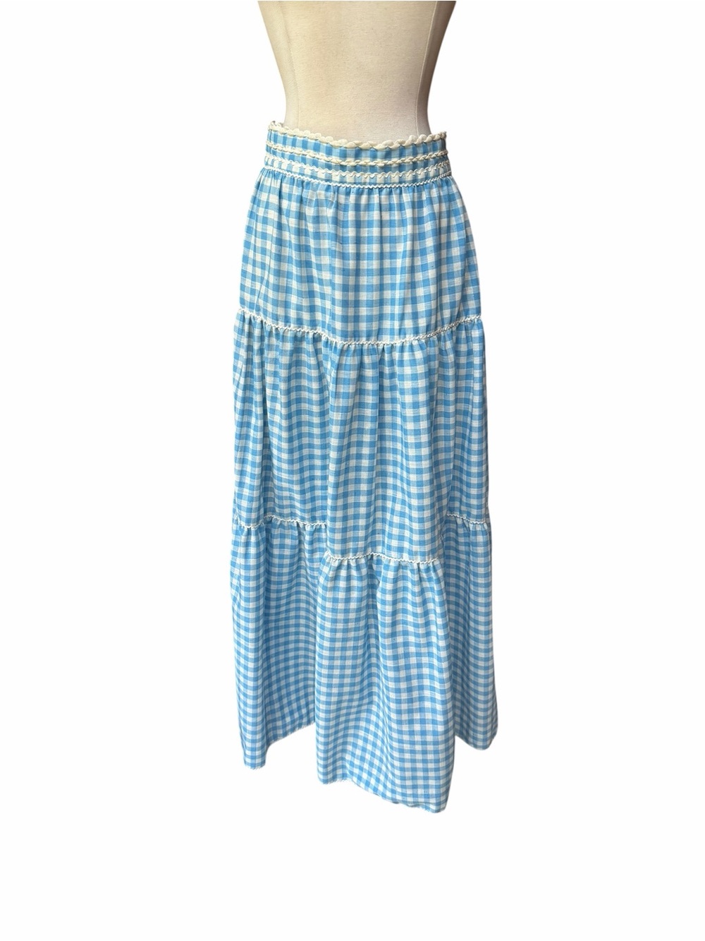 1950s/Early 60s Junior House 100% Cotton Gingham Tiered Back Waist Tie Peasant S